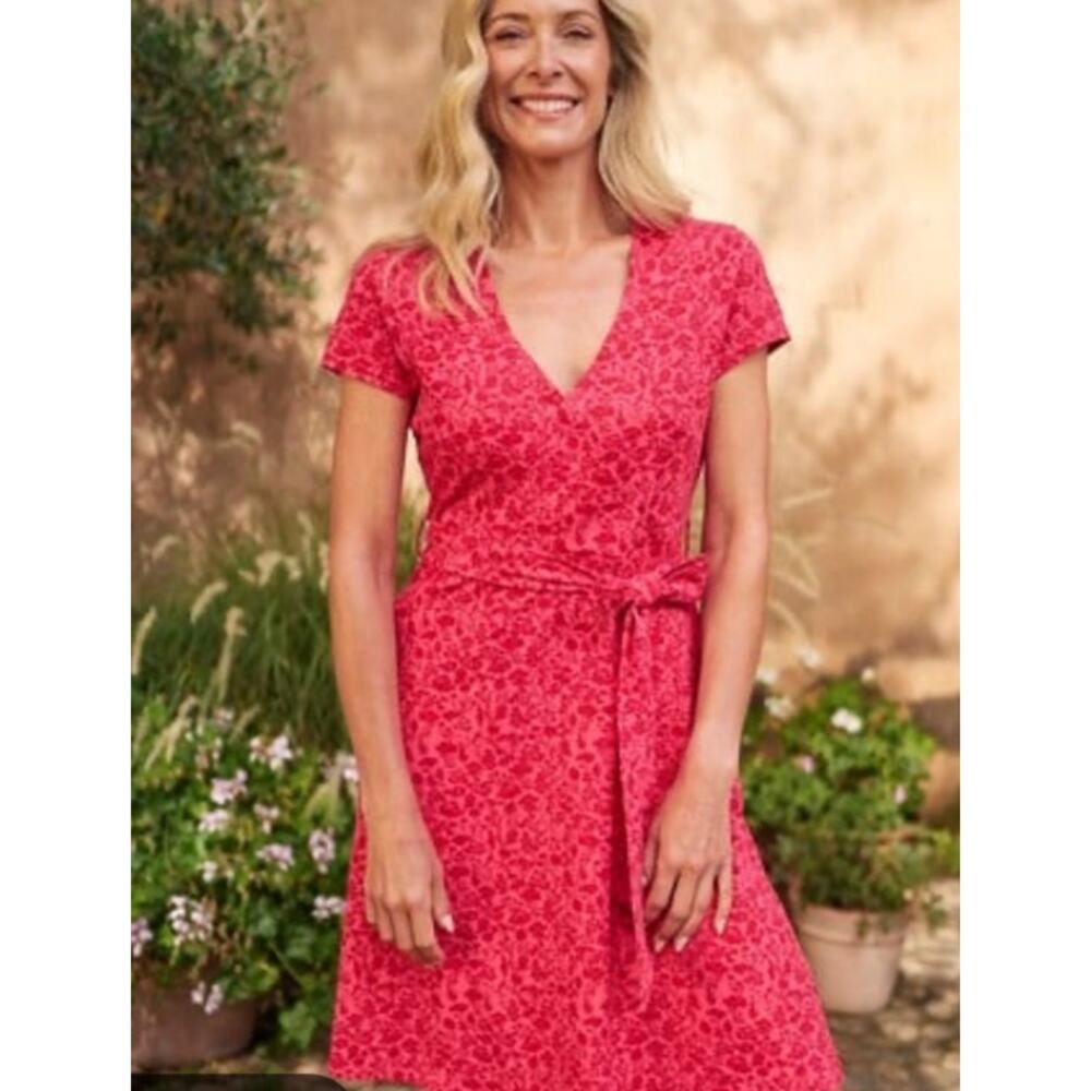 Mountain Warehouse Santorini Wrap Dress Pink Floral UV Jersey Womens Size 6 NWT
